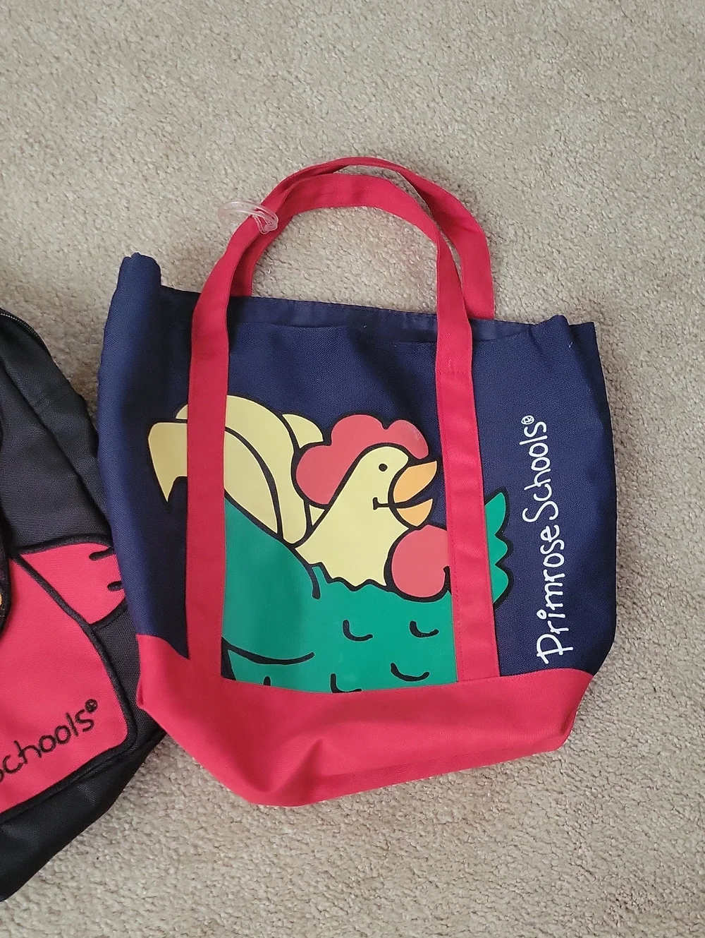 PRIMROSE SCHOOLS Bear Backpack And Blue Rooster Tote. Pre-School.